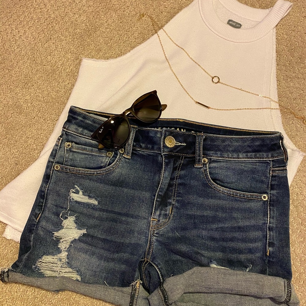 AEO ripped denim jean shorts